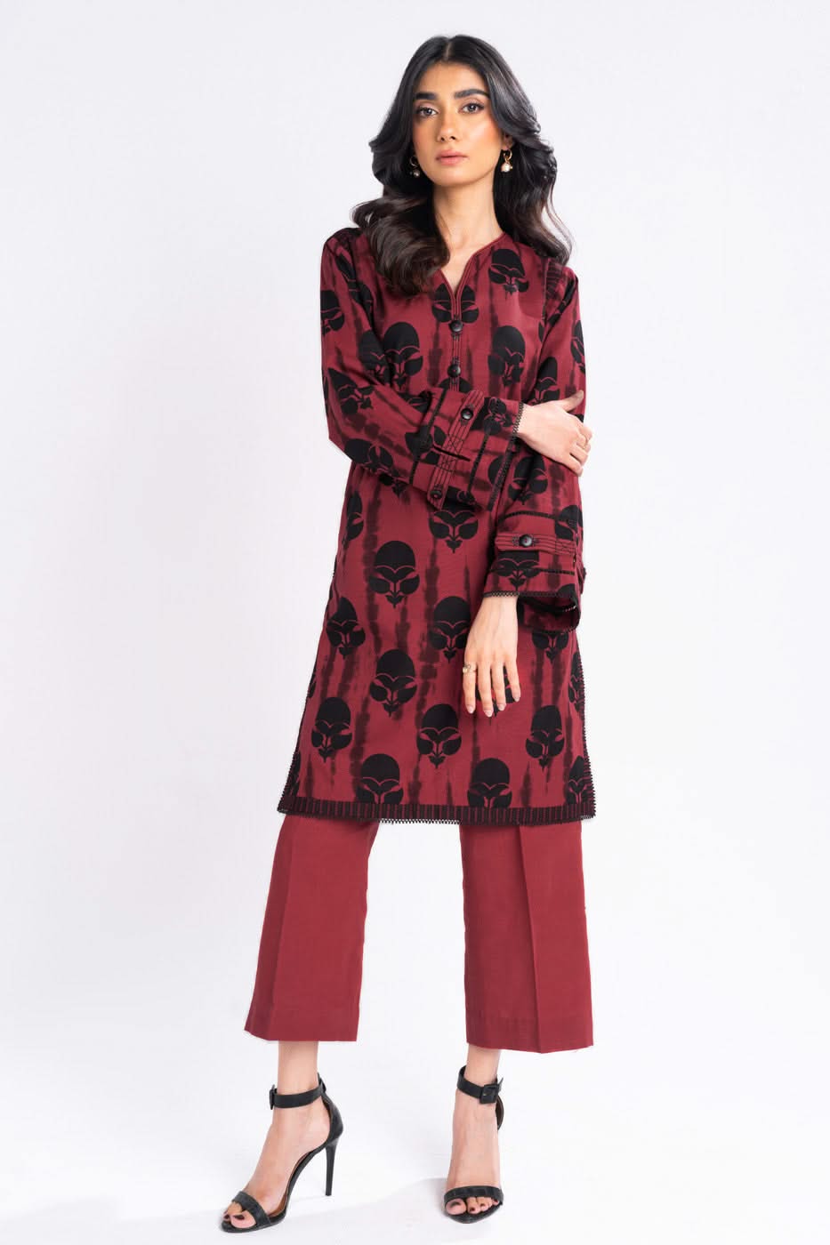 Winter Collection - Al Karam - Unstitched 24 - FW-53.1-24-RED - Official Al Karam - Agha Fabrics UK