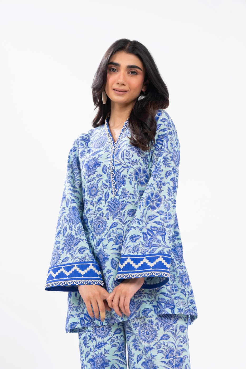 Winter Collection - Al Karam - Unstitched 24 - FW-55.1-24-L BLUE - Official Al Karam - Agha Fabrics UK