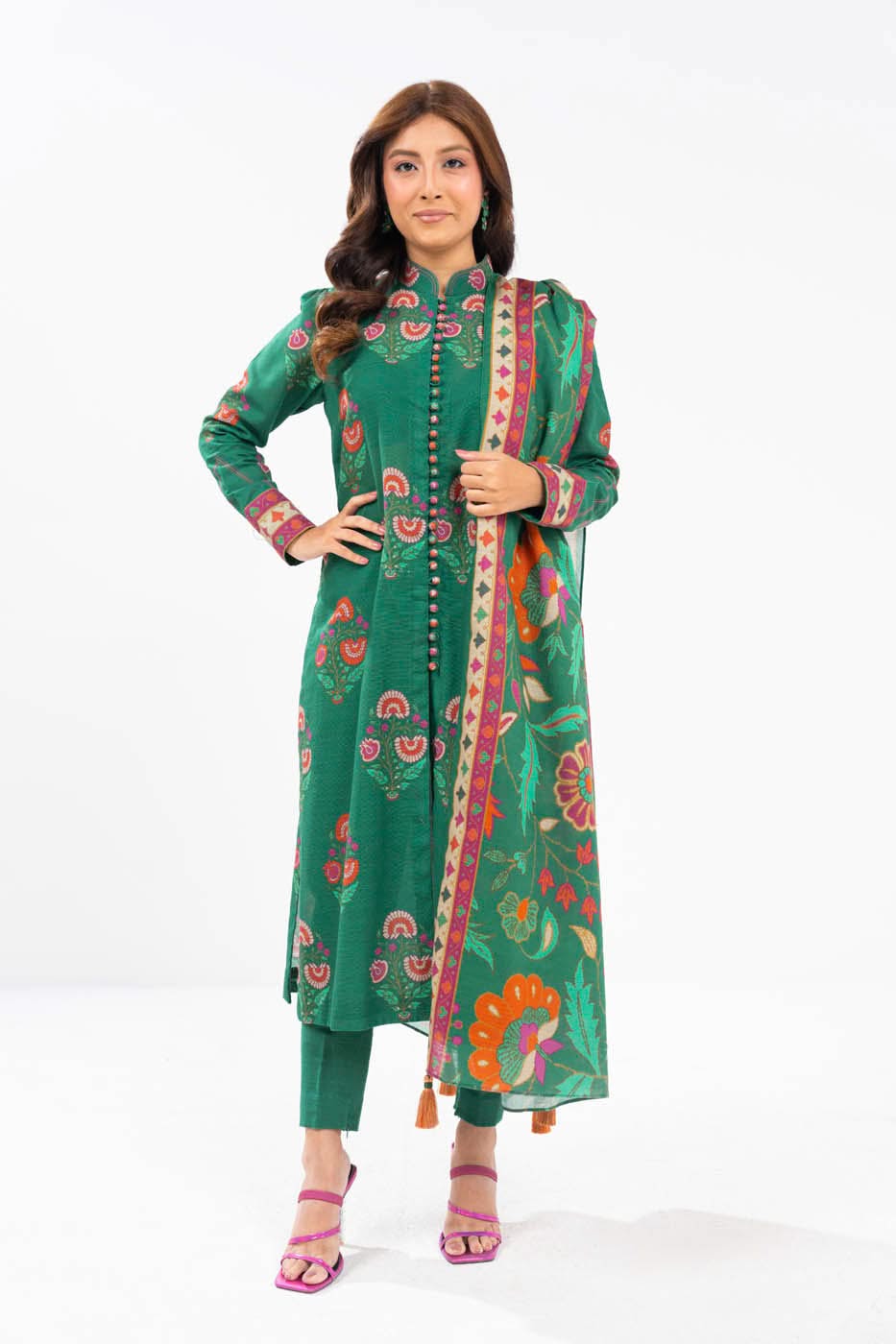 Winter Collection - Al Karam - Unstitched 24 - FW-60.1-24-GREEN - Official Al Karam - Agha Fabrics UK
