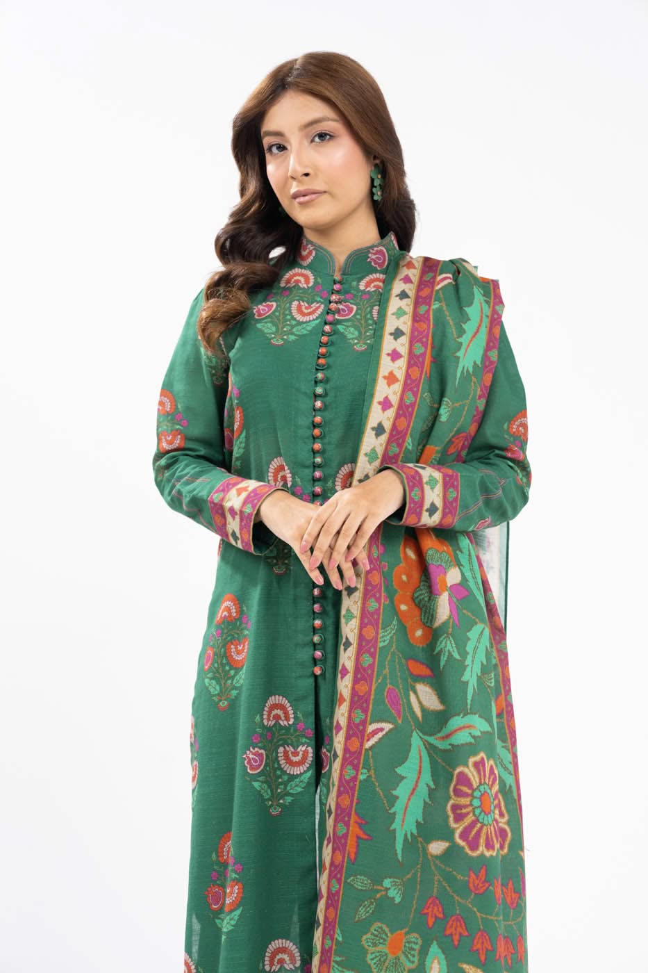Winter Collection - Al Karam - Unstitched 24 - FW-60.1-24-GREEN - Official Al Karam - Agha Fabrics UK