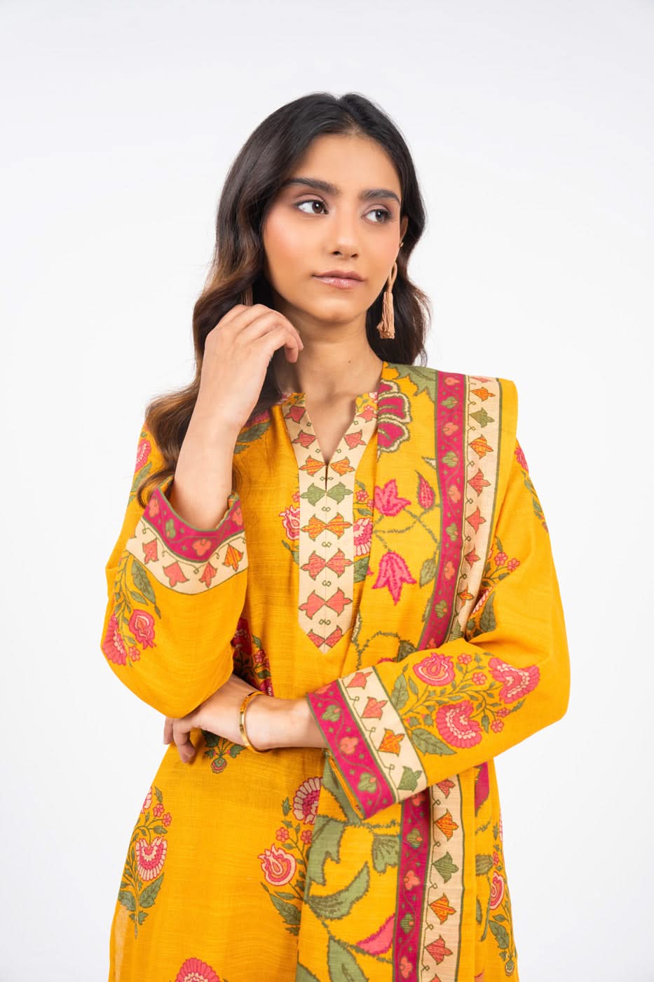 Winter Collection - Al Karam - Unstitched 24 - FW-60.1-24-YELLOW - Official Al Karam - Agha Fabrics UK