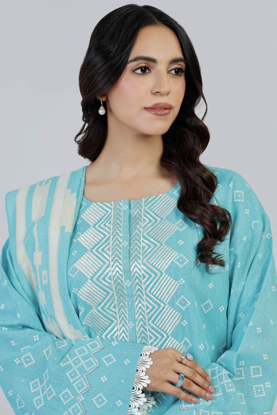 Winter Collection - Al Karam - Unstitched 24 - FW-7.1-24-L BLUE - Official Al Karam - Agha Fabrics UK