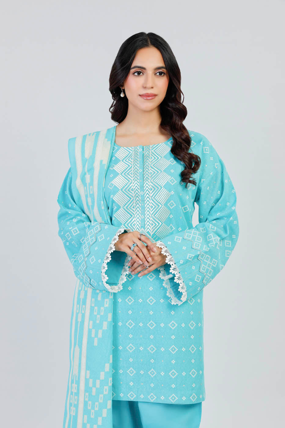 Winter Collection - Al Karam - Unstitched 24 - FW-7.1-24-L BLUE - Official Al Karam - Agha Fabrics UK