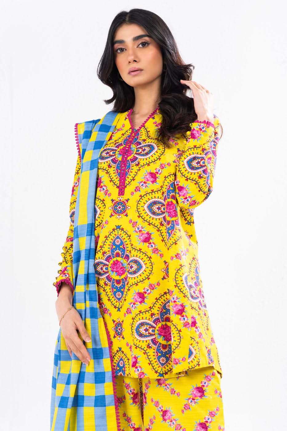 Winter Collection - Al Karam - Unstitched 24 - FW-49-24-YELLOW - Official Al Karam - Agha Fabrics UK