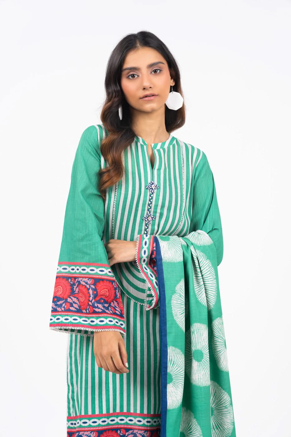 Winter Collection - Al Karam - Unstitched 24 - FW-53-24-GREEN - Official Al Karam - Agha Fabrics UK