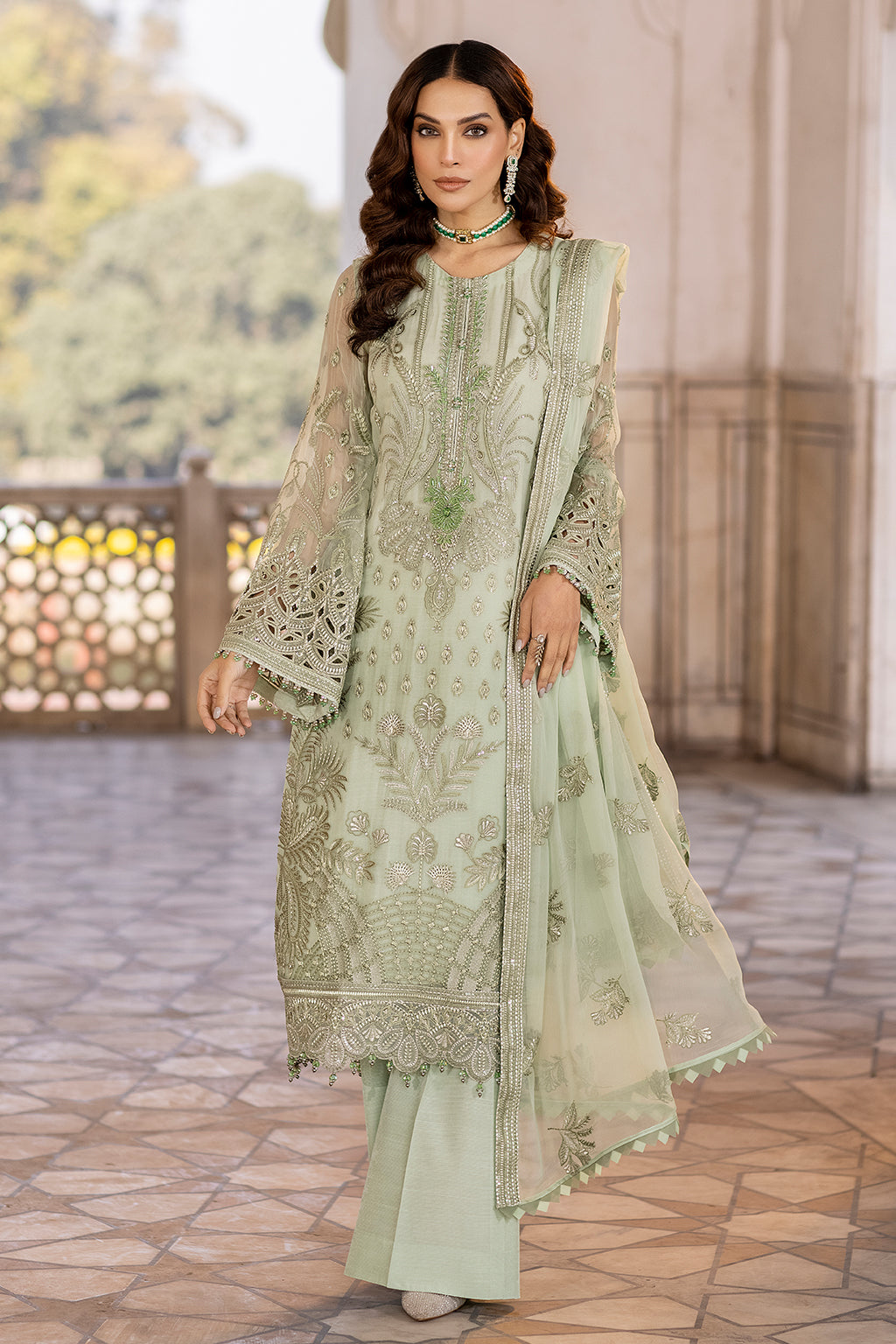 Flossie | Safeera Formals vol 13 | LUSTER GREEN - Official Flossie - Agha Fabrics UK
