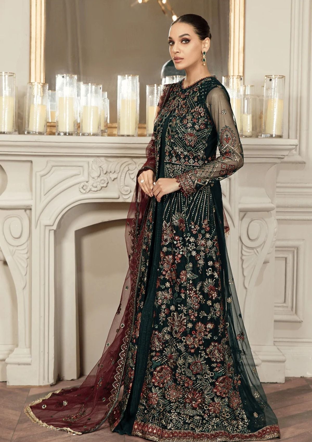 Formal Dress - Zarif - Mehroze - PINE GREEN