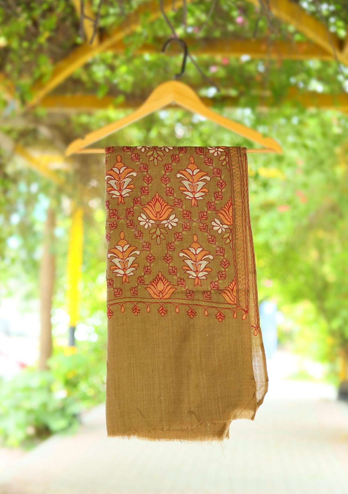 ARI Work Wool Shawl D - 03 - CH Brown - Official Shawls Niche - Agha Fabrics UK