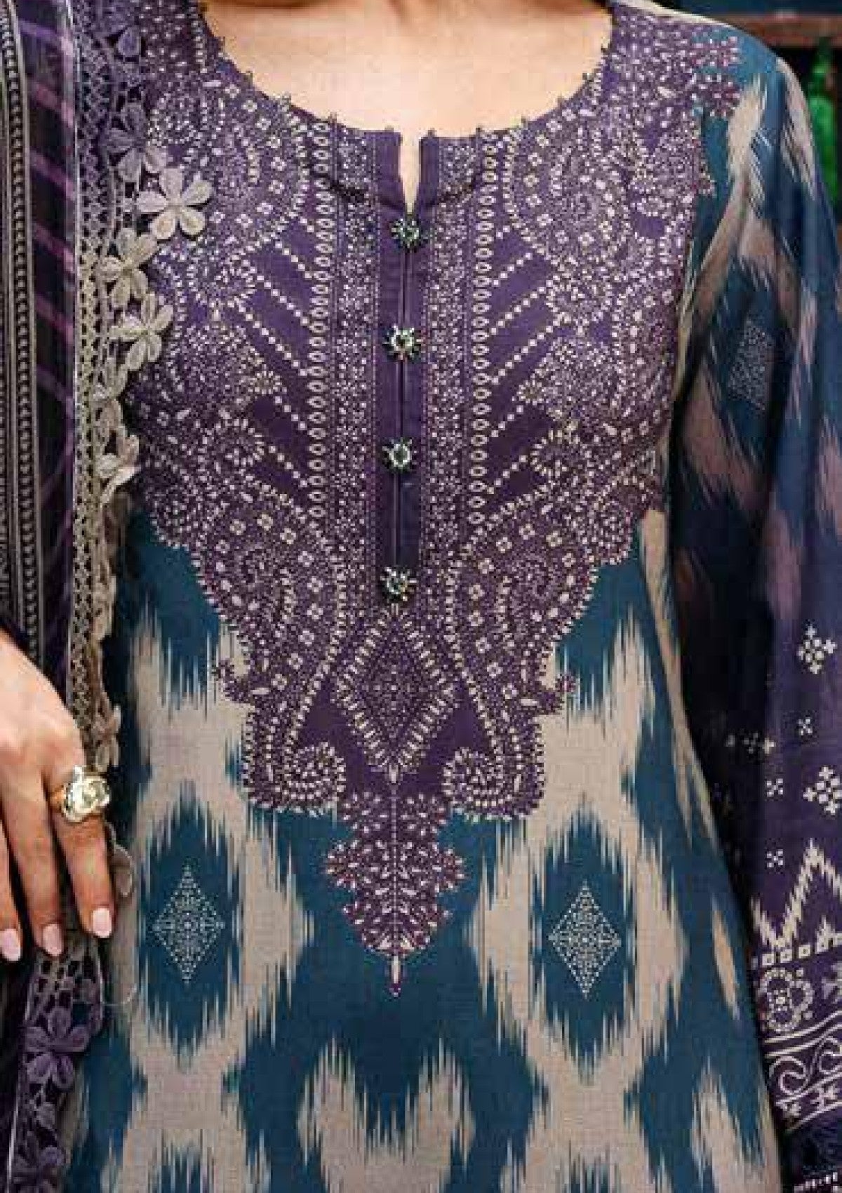 Winter Collection - Nureh - Gardenia - Slub Linen - NG24#164 - Official Nureh - Agha Fabrics UK