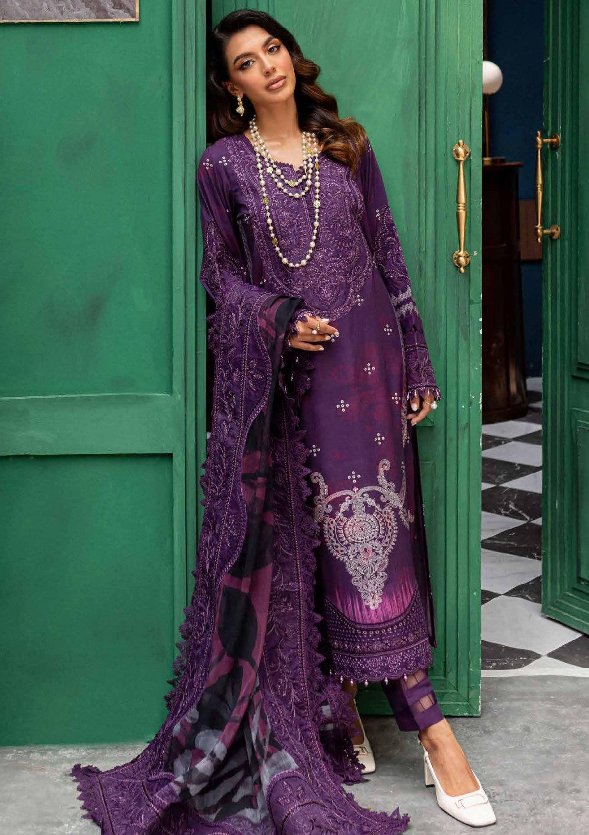 Winter Collection - Nureh - Gardenia - Slub Linen - NG24#166 - Official Nureh - Agha Fabrics UK