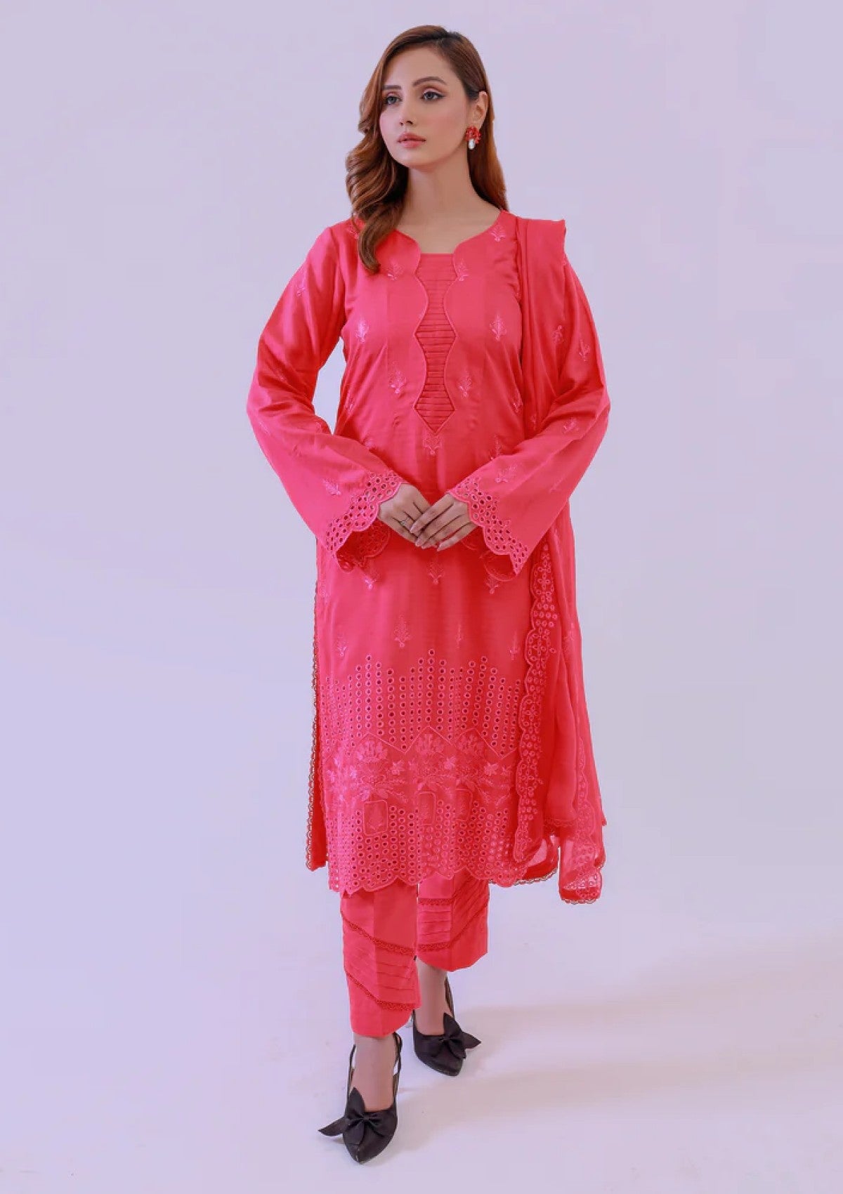 Winter Collection - Almish - Unstitched 24 - D#581 - Scarlet - Official Almish - Agha Fabrics UK