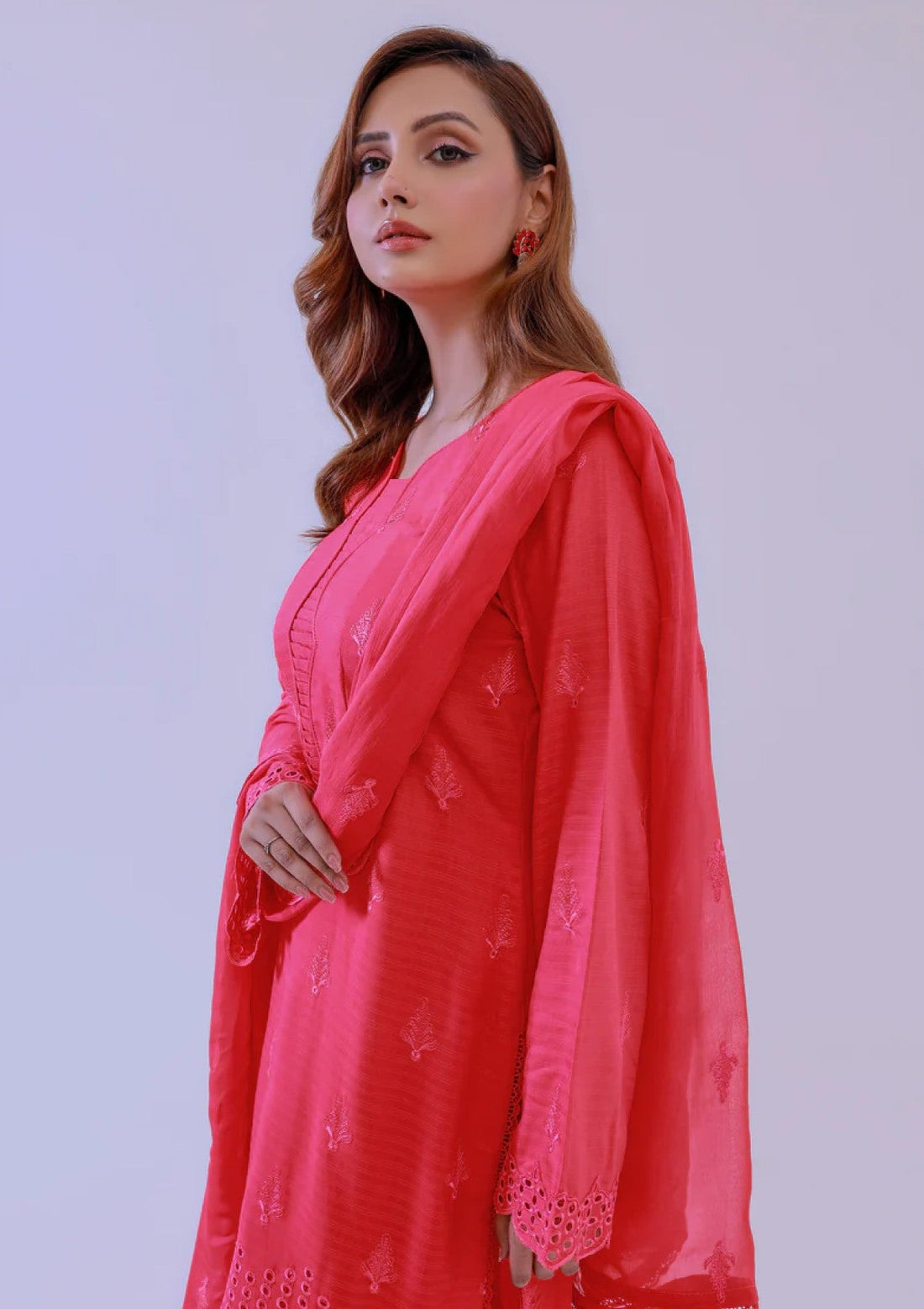 Winter Collection - Almish - Unstitched 24 - D#581 - Scarlet - Official Almish - Agha Fabrics UK