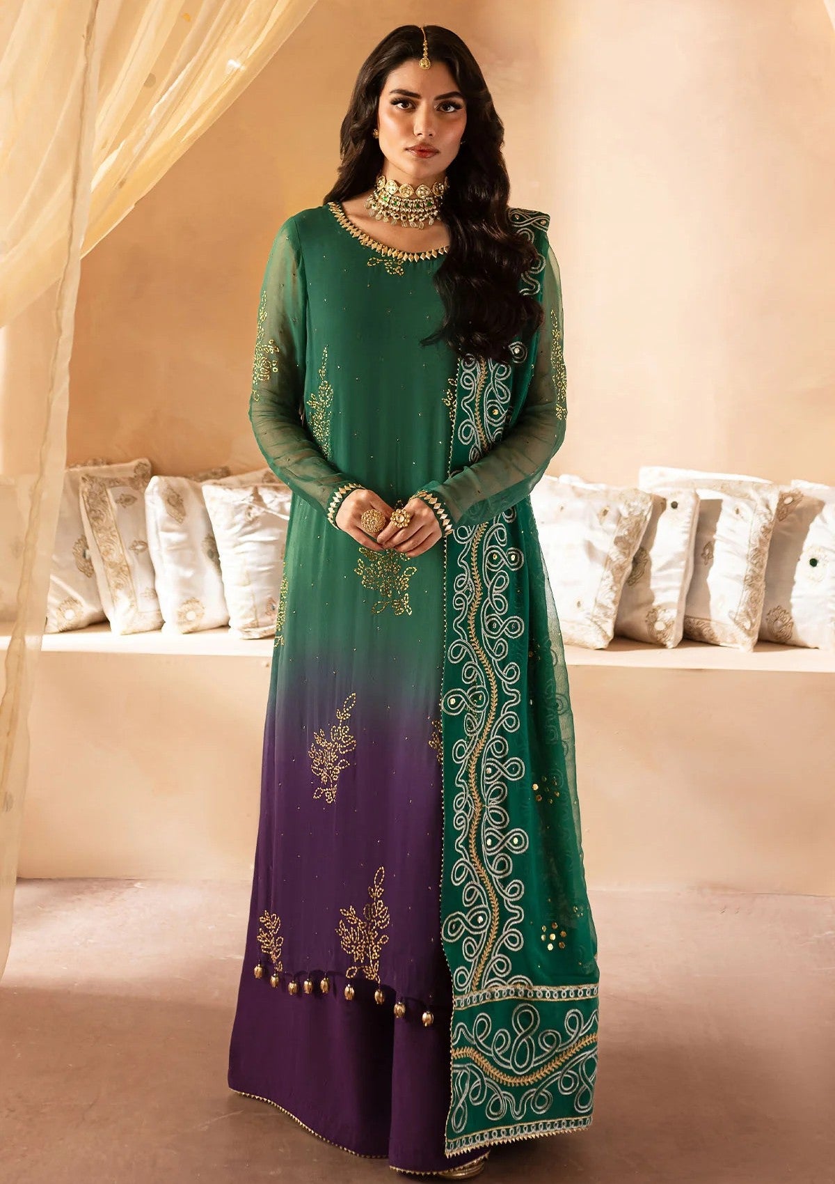 Formal Collection - Nureh - Mukeshkari - Chiffon - NMC24#01 - Official Nureh - Agha Fabrics UK