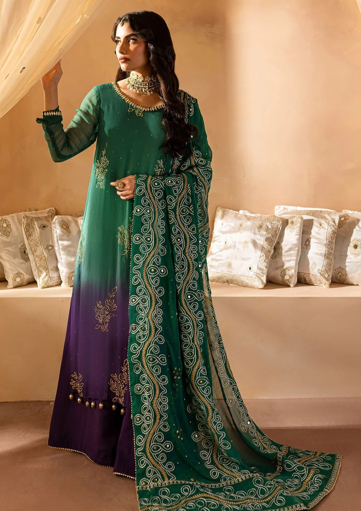 Formal Collection - Nureh - Mukeshkari - Chiffon - NMC24#01 - Official Nureh - Agha Fabrics UK