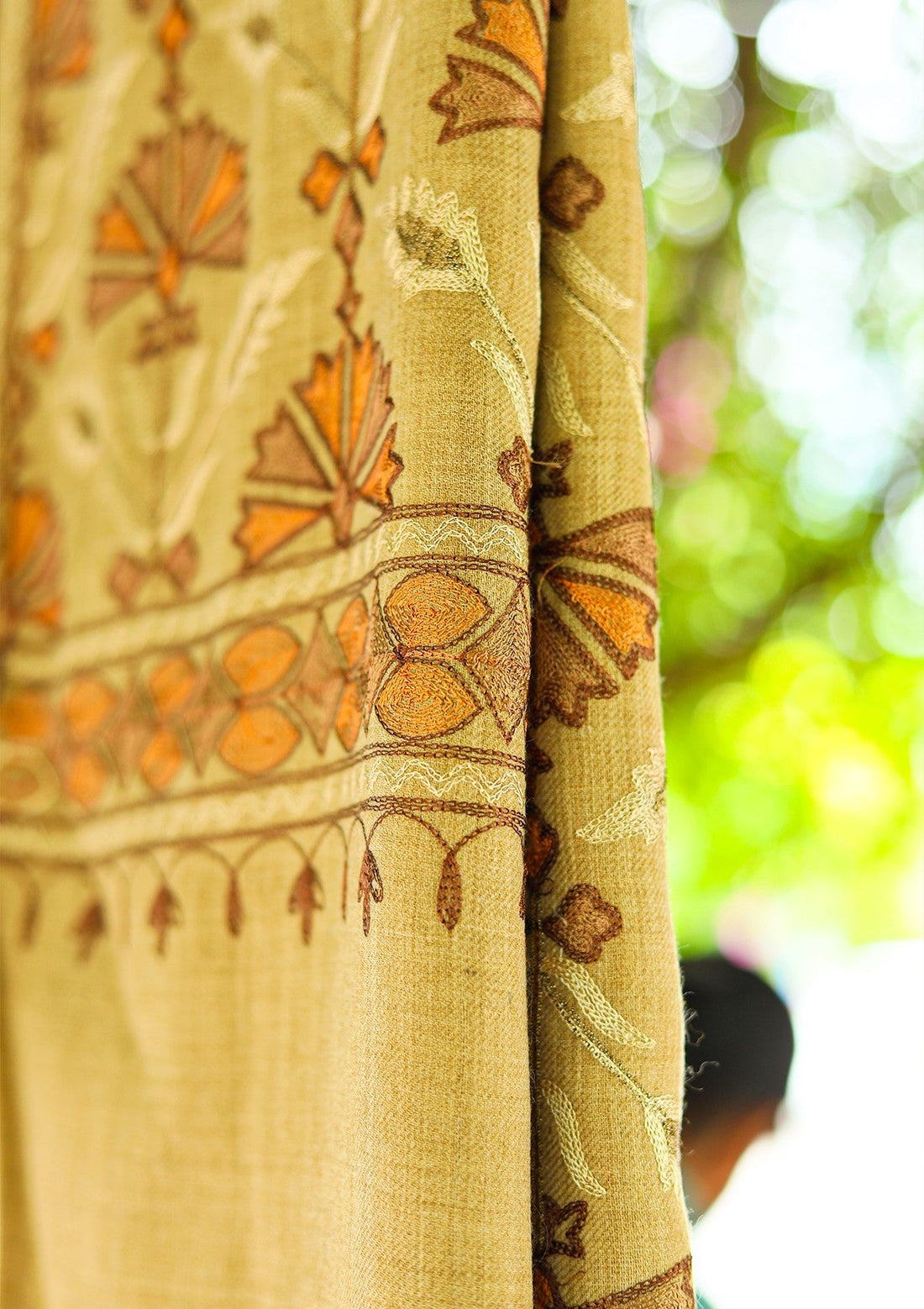 ARI Work Wool Shawl D - 03 - G Brown - Official Shawls Niche - Agha Fabrics UK