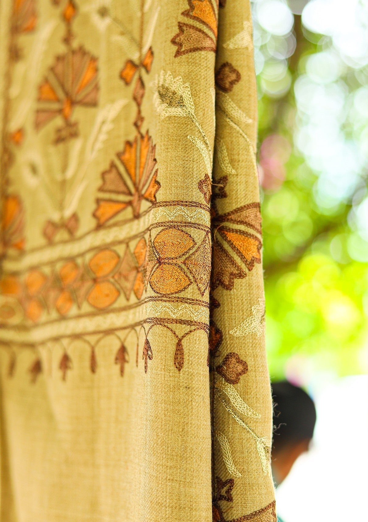 ARI Work Wool Shawl D - 03 - G Brown - Official Shawls Niche - Agha Fabrics UK