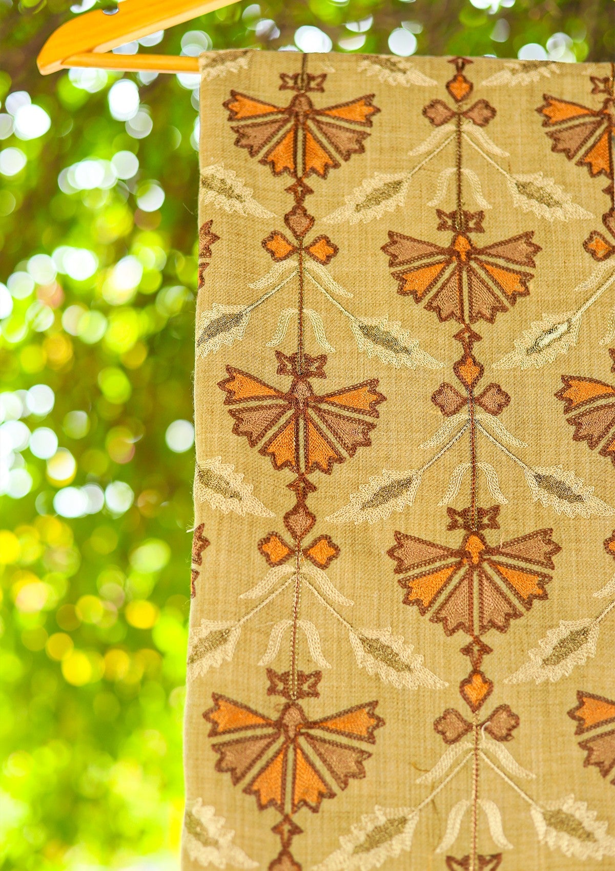 ARI Work Wool Shawl D - 03 - G Brown - Official Shawls Niche - Agha Fabrics UK