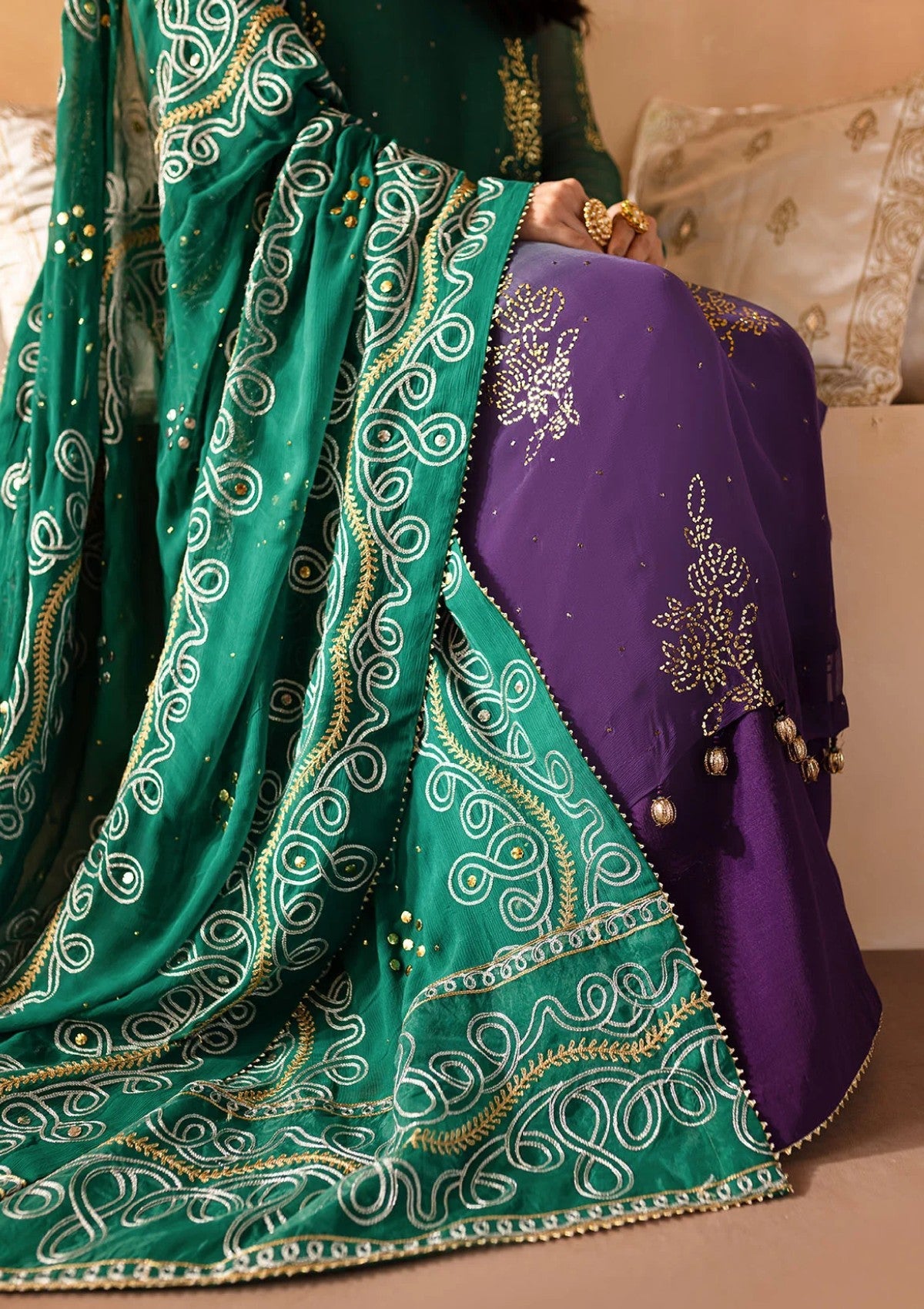 Formal Collection - Nureh - Mukeshkari - Chiffon - NMC24#01 - Official Nureh - Agha Fabrics UK