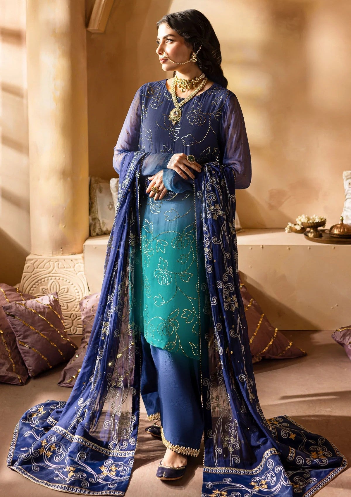 Formal Collection - Nureh - Mukeshkari - Chiffon - NMC24#03 - Official Nureh - Agha Fabrics UK