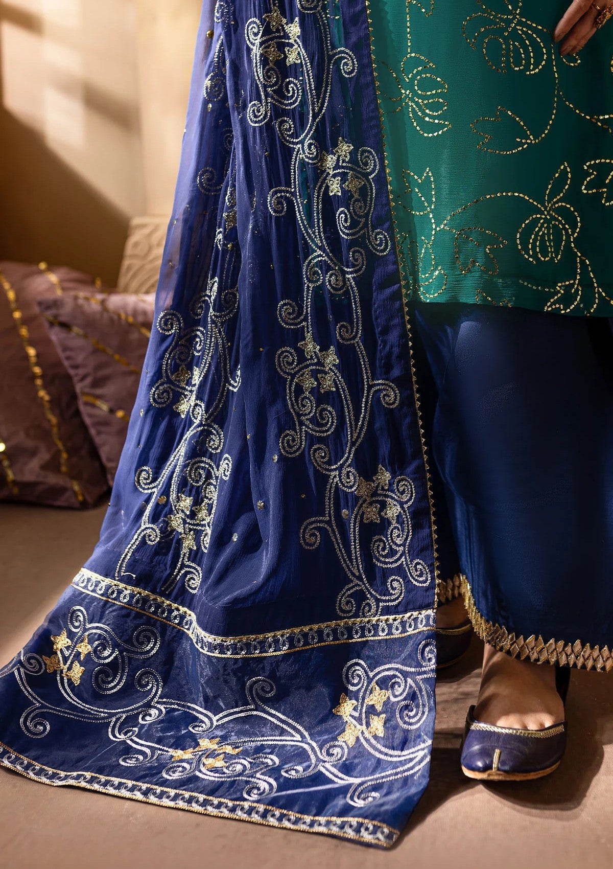 Formal Collection - Nureh - Mukeshkari - Chiffon - NMC24#03 - Official Nureh - Agha Fabrics UK