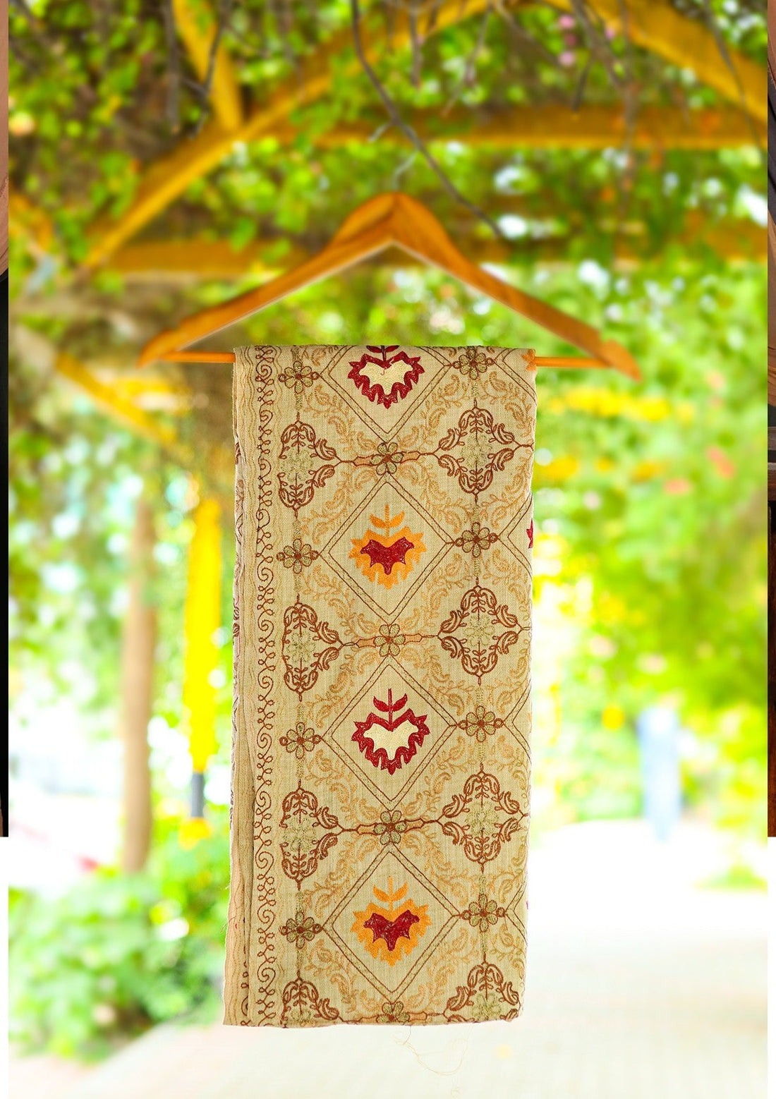 ARI Work Wool Shawl D - 03 - Brown - Official Shawls Niche - Agha Fabrics UK