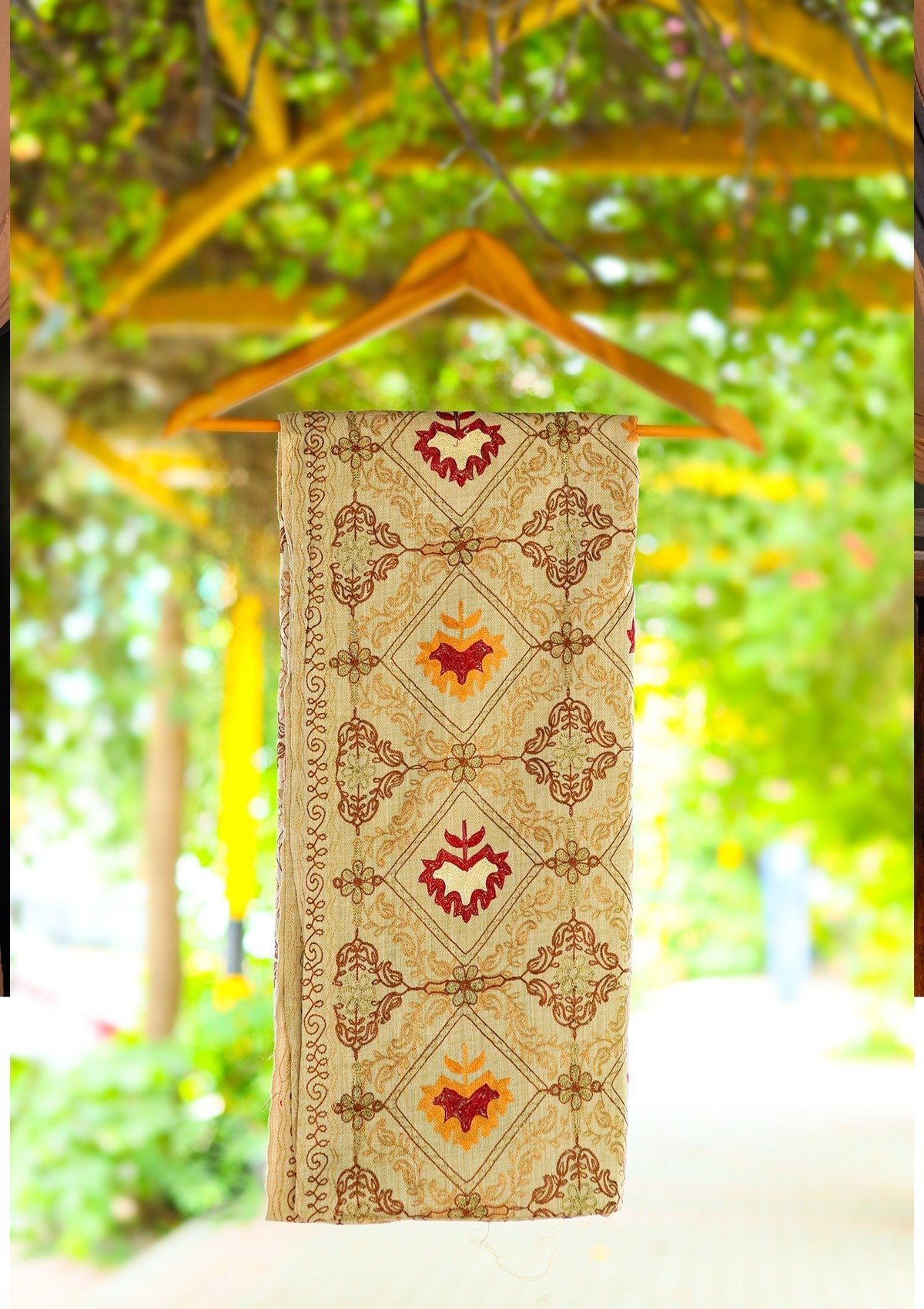 ARI Work Wool Shawl D - 03 - Brown - Official Shawls Niche - Agha Fabrics UK