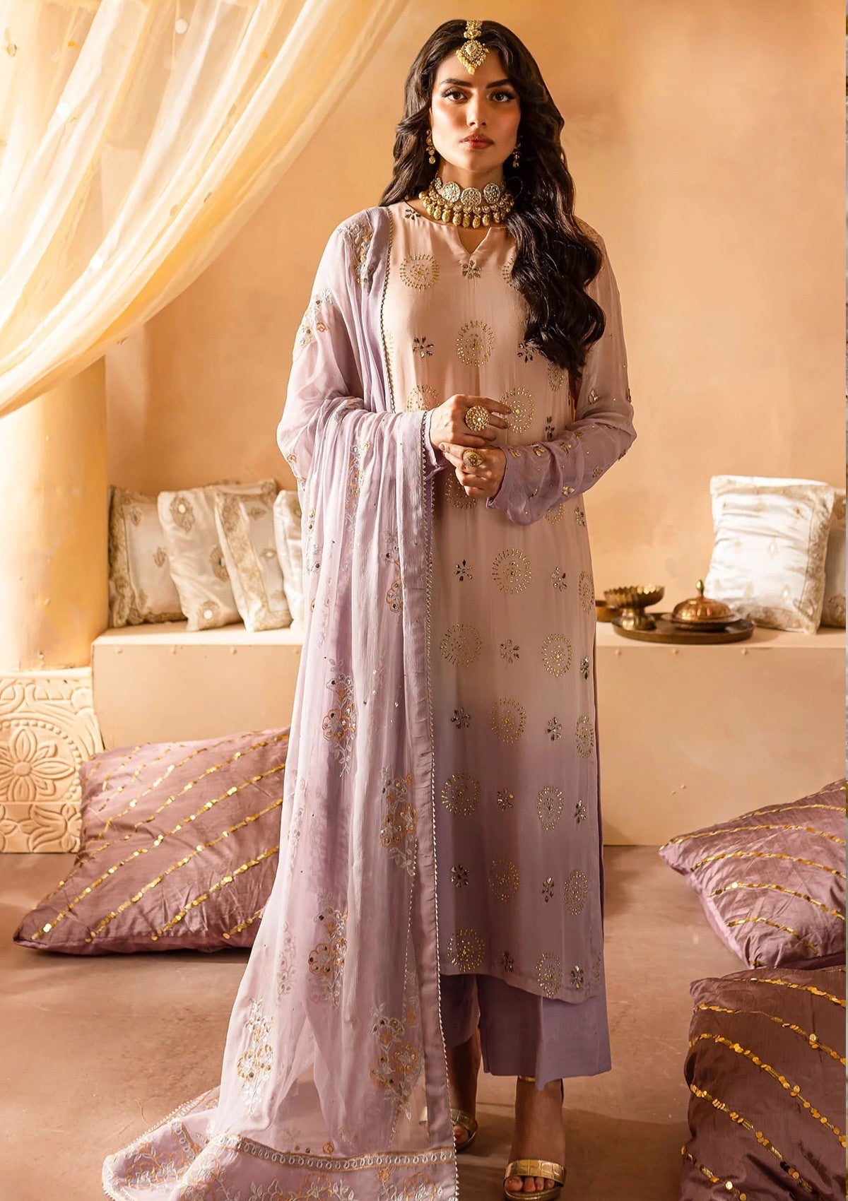 Formal Collection - Nureh - Mukeshkari - Chiffon - NMC24#06 - Official Nureh - Agha Fabrics UK