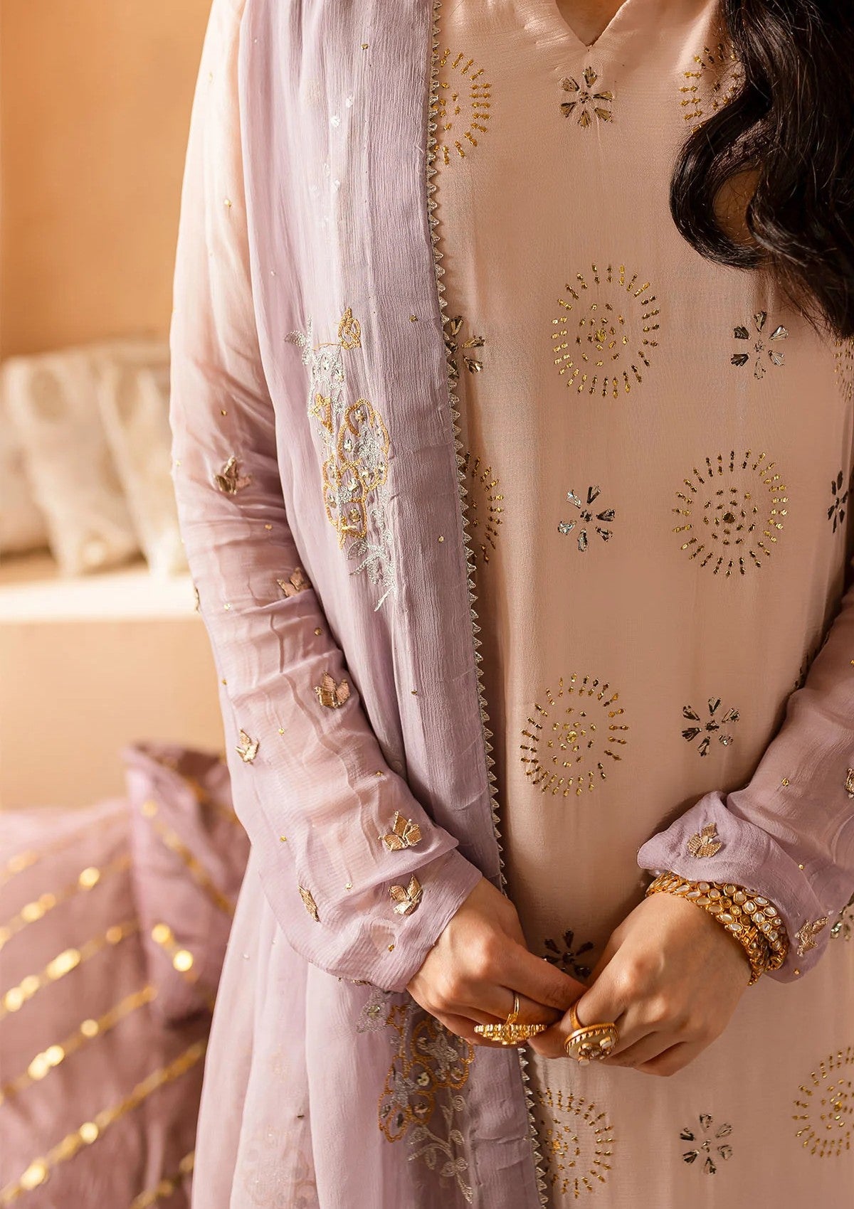 Formal Collection - Nureh - Mukeshkari - Chiffon - NMC24#06 - Official Nureh - Agha Fabrics UK