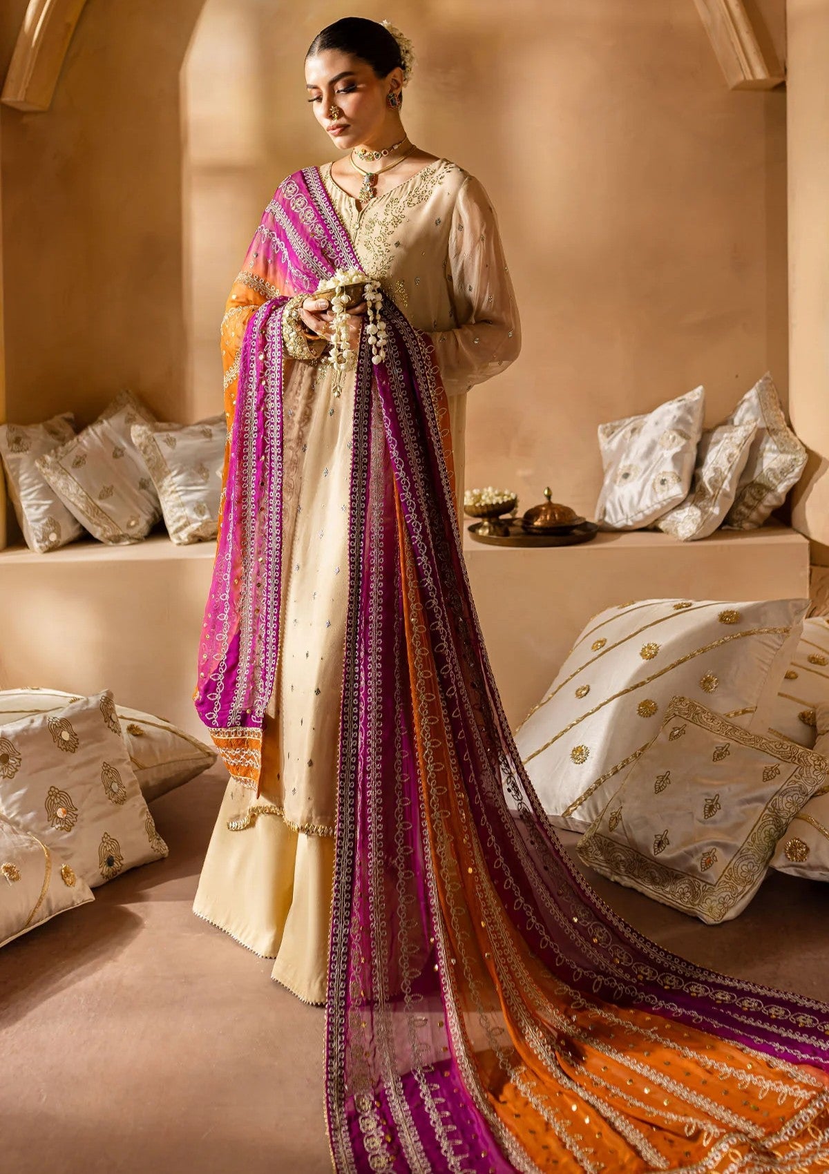Formal Collection - Nureh - Mukeshkari - Chiffon - NMC24#02 - Official Nureh - Agha Fabrics UK