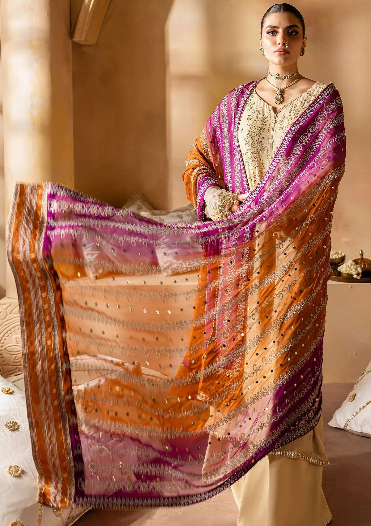 Formal Collection - Nureh - Mukeshkari - Chiffon - NMC24#02 - Official Nureh - Agha Fabrics UK