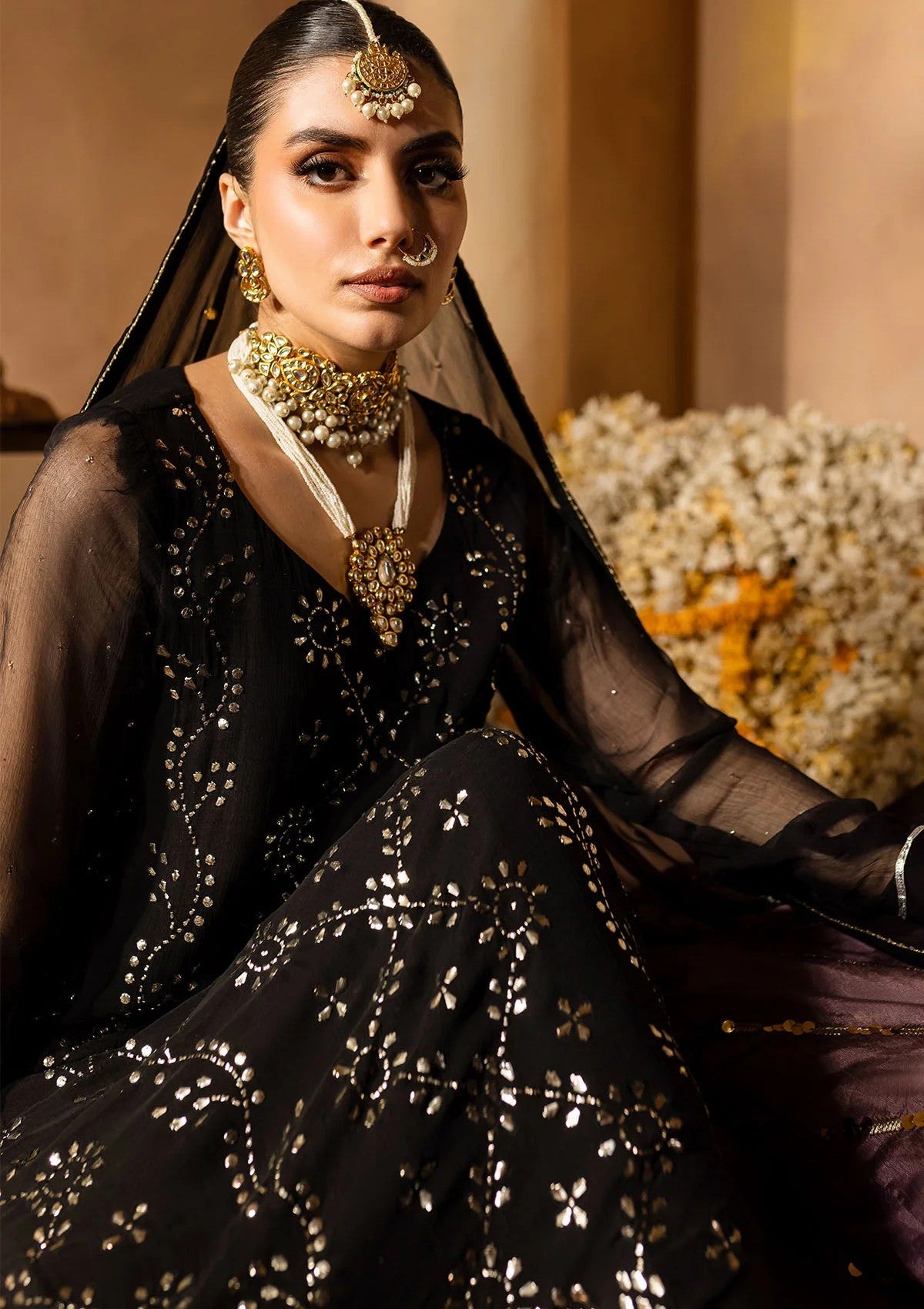 Formal Collection - Nureh - Mukeshkari - Chiffon - NMC24#05 - Official Nureh - Agha Fabrics UK