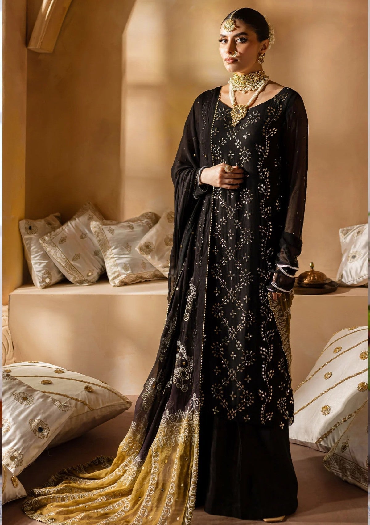 Formal Collection - Nureh - Mukeshkari - Chiffon - NMC24#05 - Official Nureh - Agha Fabrics UK