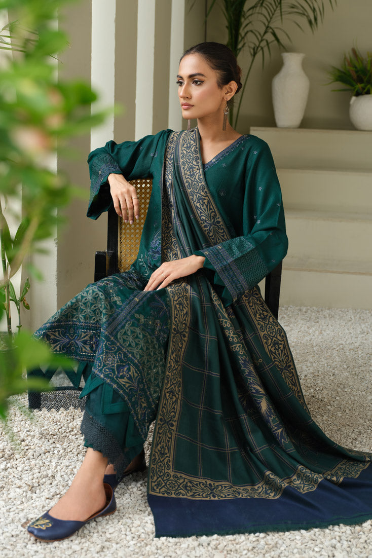 Marjjan | Aangan Embroidered Viscose | MDS-75 (GREEN) - Official Marjjan - Agha Fabrics UK