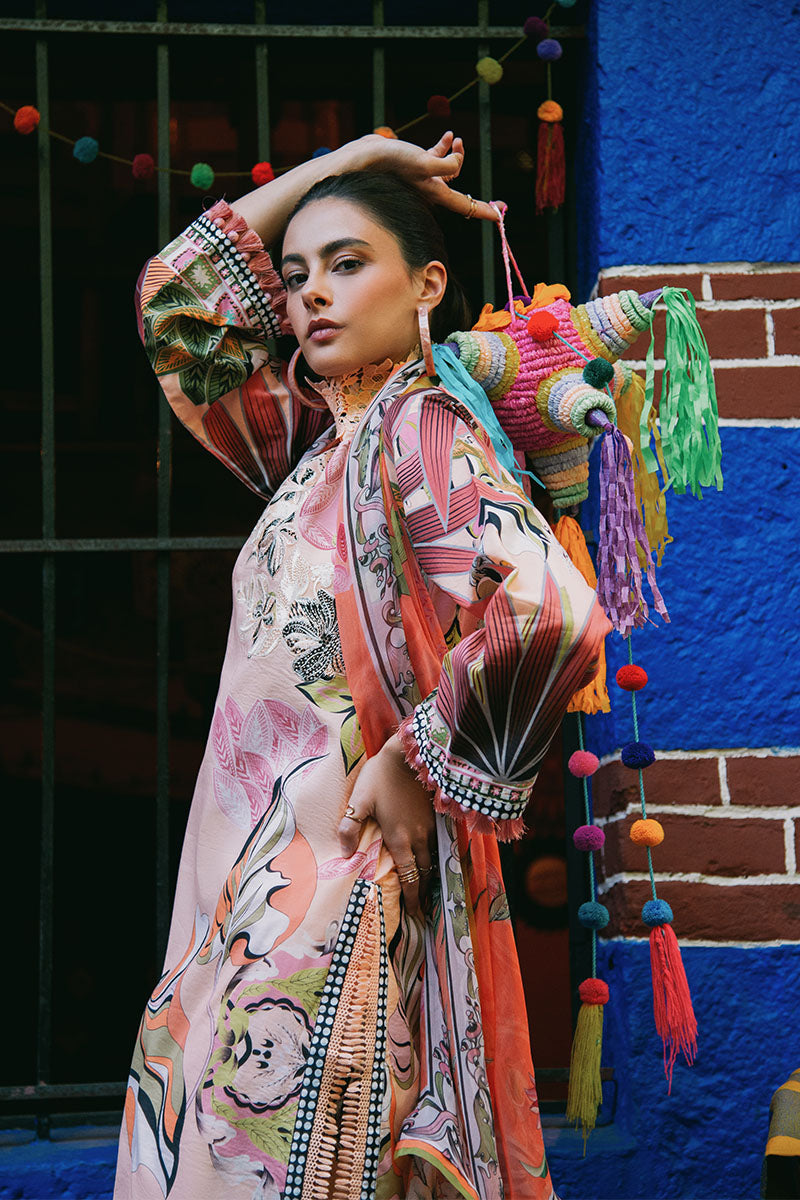 Mushq | La Dolce Hemline Prints 25 | Peach Poppies - Official Mushq - Agha Fabrics UK