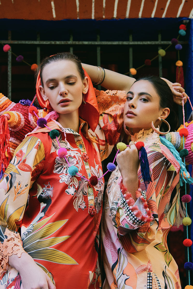 Mushq | La Dolce Hemline Prints 25 | Peach Poppies - Official Mushq - Agha Fabrics UK