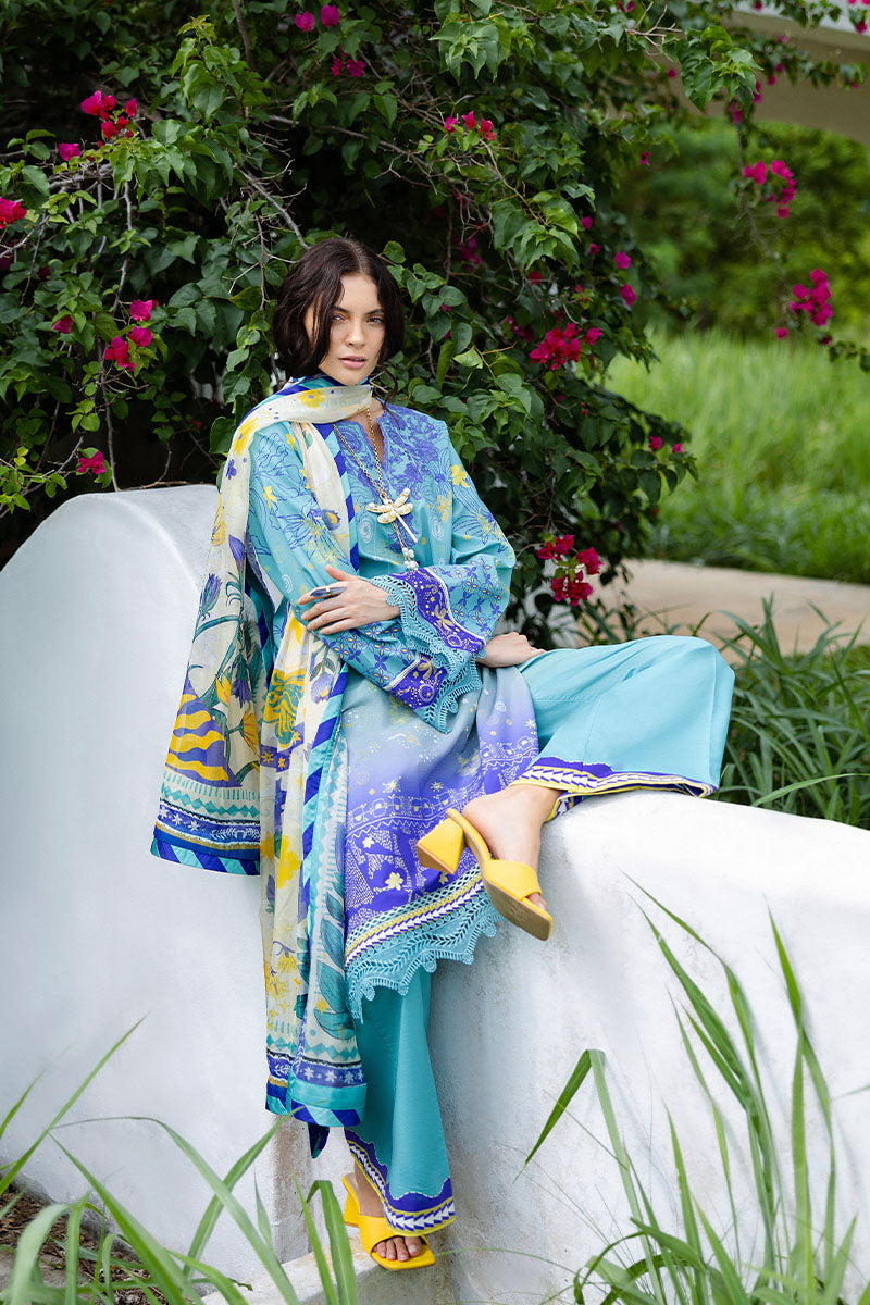 Mushq | Mirasol Printed Cambric | Mar Azul - Official Mushq - Agha Fabrics UK