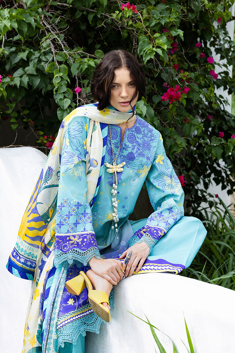 Mushq | Mirasol Printed Cambric | Mar Azul - Official Mushq - Agha Fabrics UK