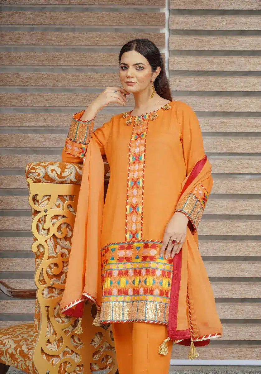 Hoorain Basics | Slub Winter 23 | HB-ORNG - Official Hoorain Basics - Agha Fabrics UK