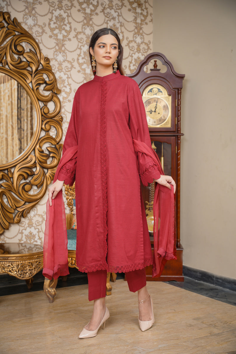 Hoorain Basics | Slub Winter 23 | HB-MRN - Official Hoorain Basics - Agha Fabrics UK