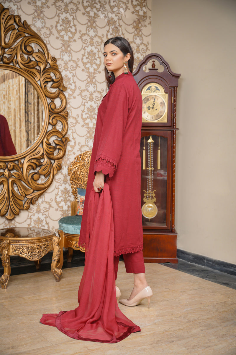 Hoorain Basics | Slub Winter 23 | HB-MRN - Official Hoorain Basics - Agha Fabrics UK