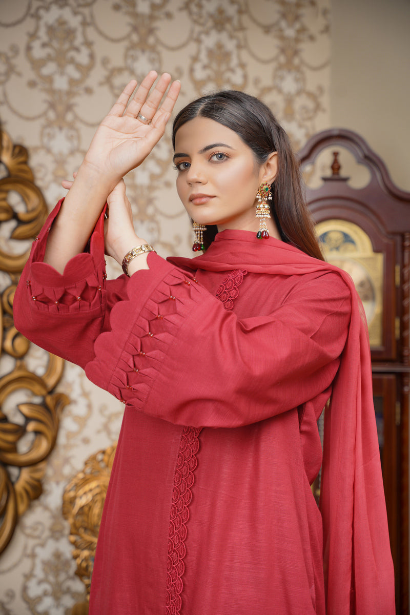 Hoorain Basics | Slub Winter 23 | HB-MRN - Official Hoorain Basics - Agha Fabrics UK