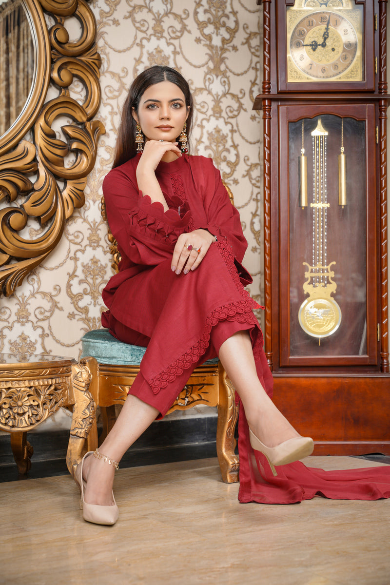Hoorain Basics | Slub Winter 23 | HB-MRN - Official Hoorain Basics - Agha Fabrics UK
