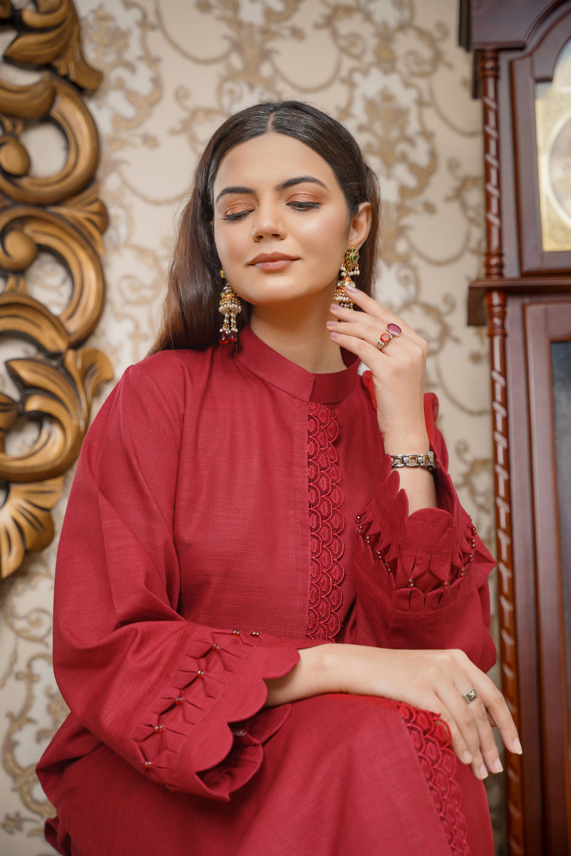 Hoorain Basics | Slub Winter 23 | HB-MRN - Official Hoorain Basics - Agha Fabrics UK