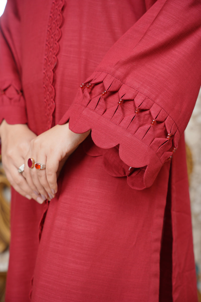 Hoorain Basics | Slub Winter 23 | HB-MRN - Official Hoorain Basics - Agha Fabrics UK