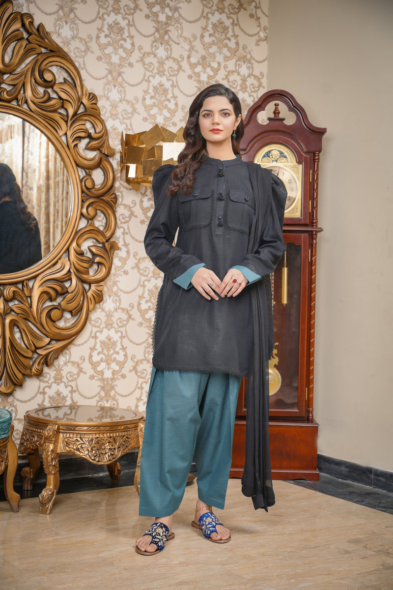 Hoorain Basics | Slub Winter 23 | HB-BLK - Official Hoorain Basics - Agha Fabrics UK