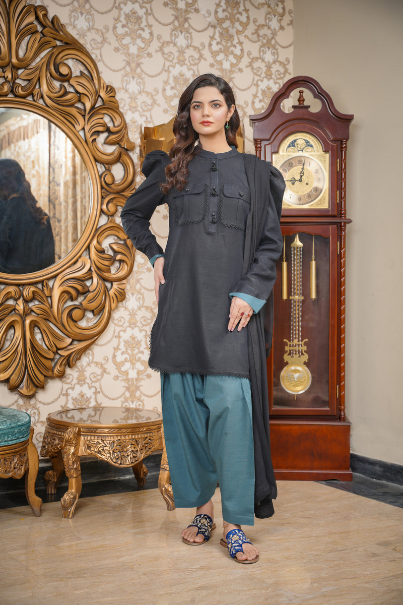 Hoorain Basics | Slub Winter 23 | HB-BLK - Official Hoorain Basics - Agha Fabrics UK