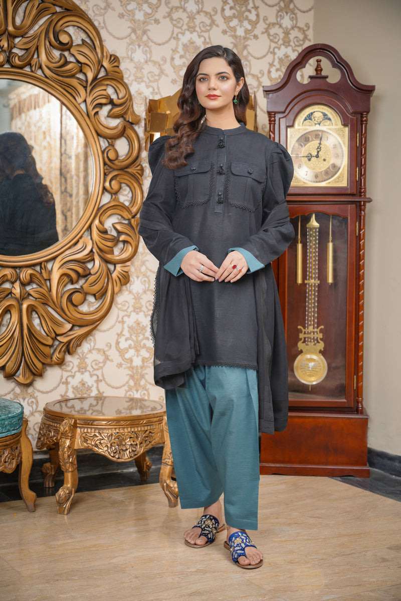 Hoorain Basics | Slub Winter 23 | HB-BLK - Official Hoorain Basics - Agha Fabrics UK