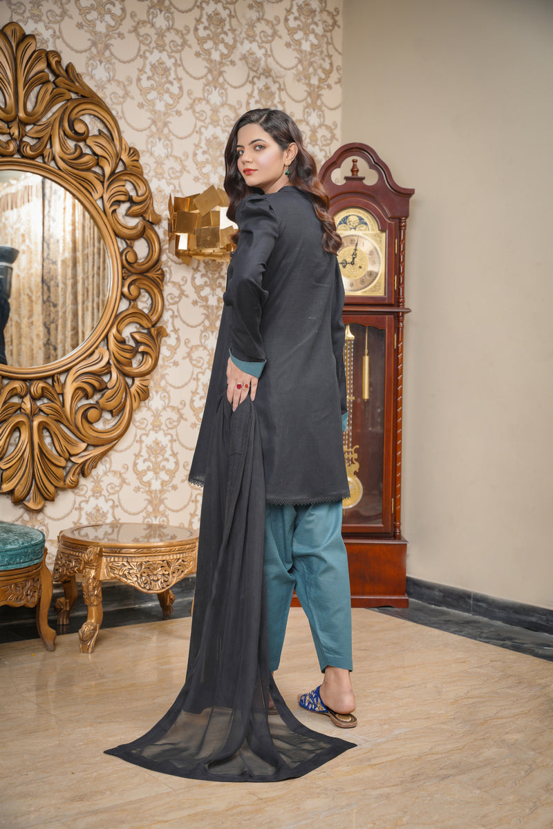Hoorain Basics | Slub Winter 23 | HB-BLK - Official Hoorain Basics - Agha Fabrics UK
