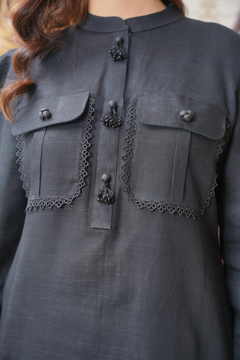 Hoorain Basics | Slub Winter 23 | HB-BLK - Official Hoorain Basics - Agha Fabrics UK