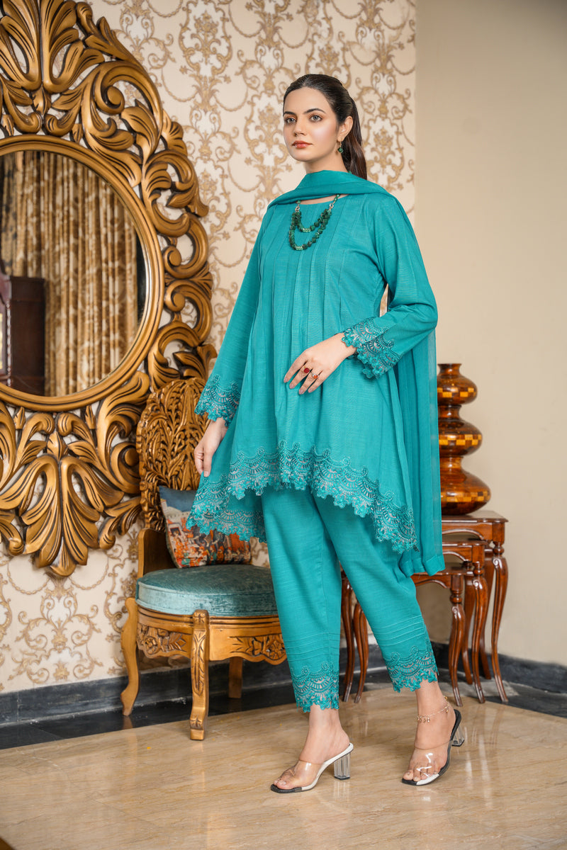 Hoorain Basics | Slub Winter 23 | HB-GRN - Official Hoorain Basics - Agha Fabrics UK